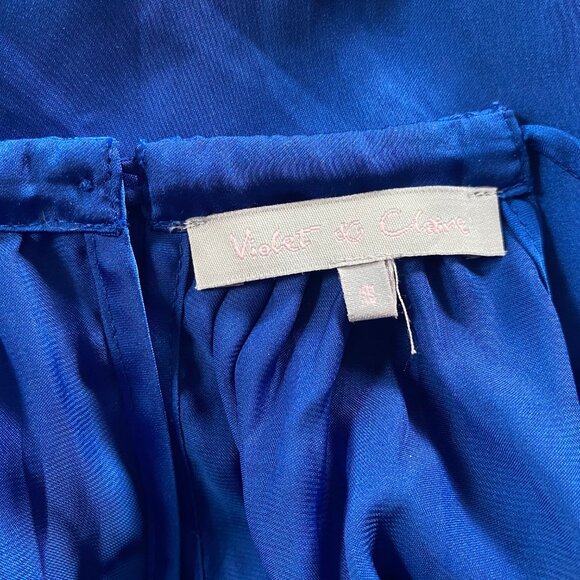 VIOLET & CLAIRE Indigo satin Smoked High Halter Neck Cocktail Tank *SMALL* - Picture 5 of 5